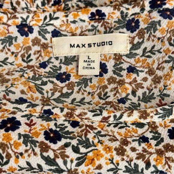 MAX STUDIO Multicolor Floral Dress with Tie Belt Ruffle Flowers Large Boho - Picture 5 of 7